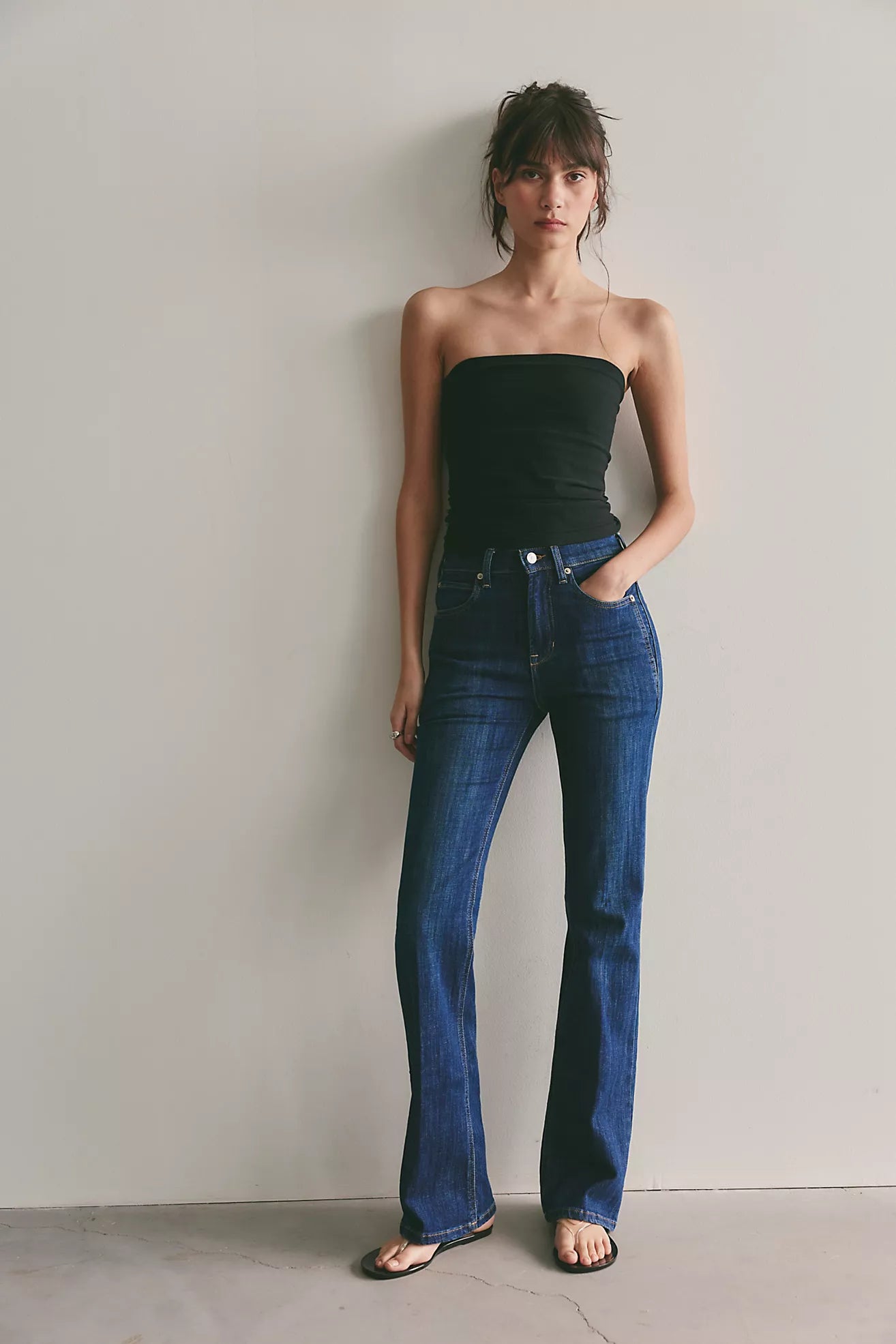 Double Knot High-Rise Straight Bootcut Jeans