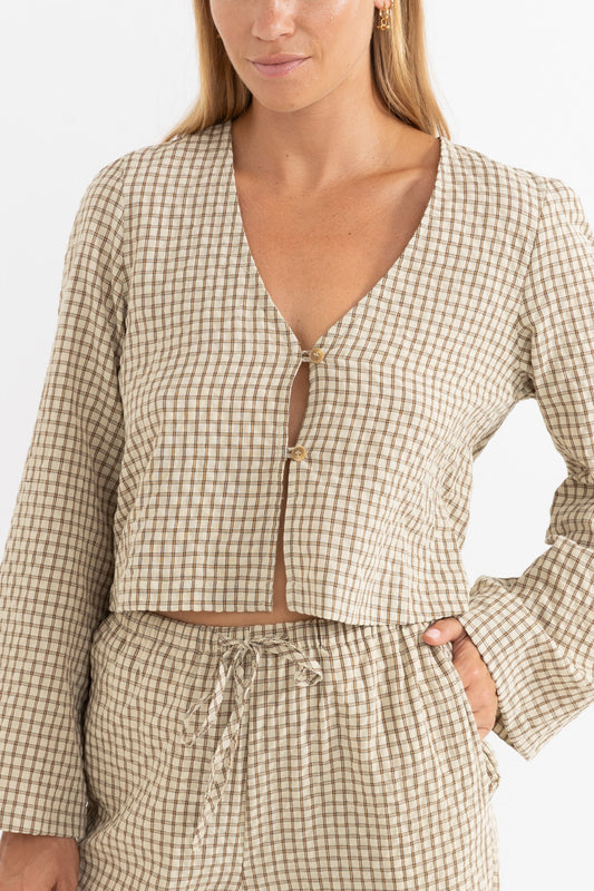 luca check blouson top