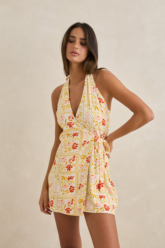 wildflower wrap mini dress