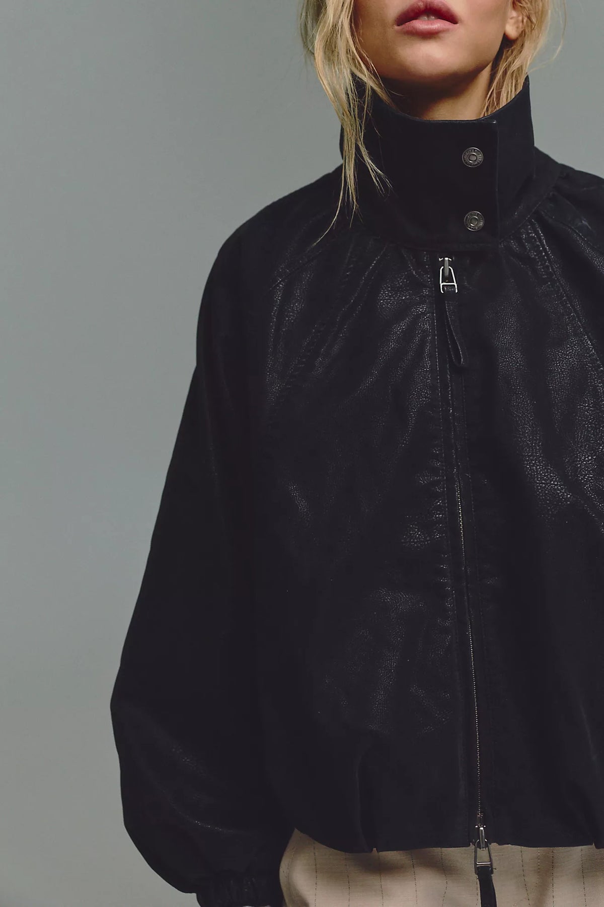 Chelsea Vegan Suede Funnel-Neck Jacket