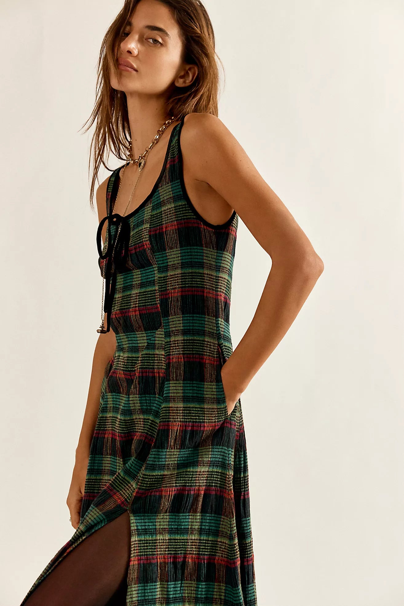 Freya Plaid Midi Dress