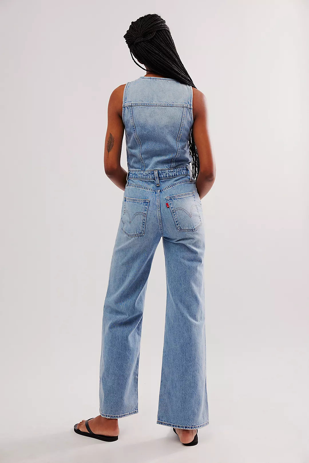 Denim Vest Wide-Leg Jumpsuit