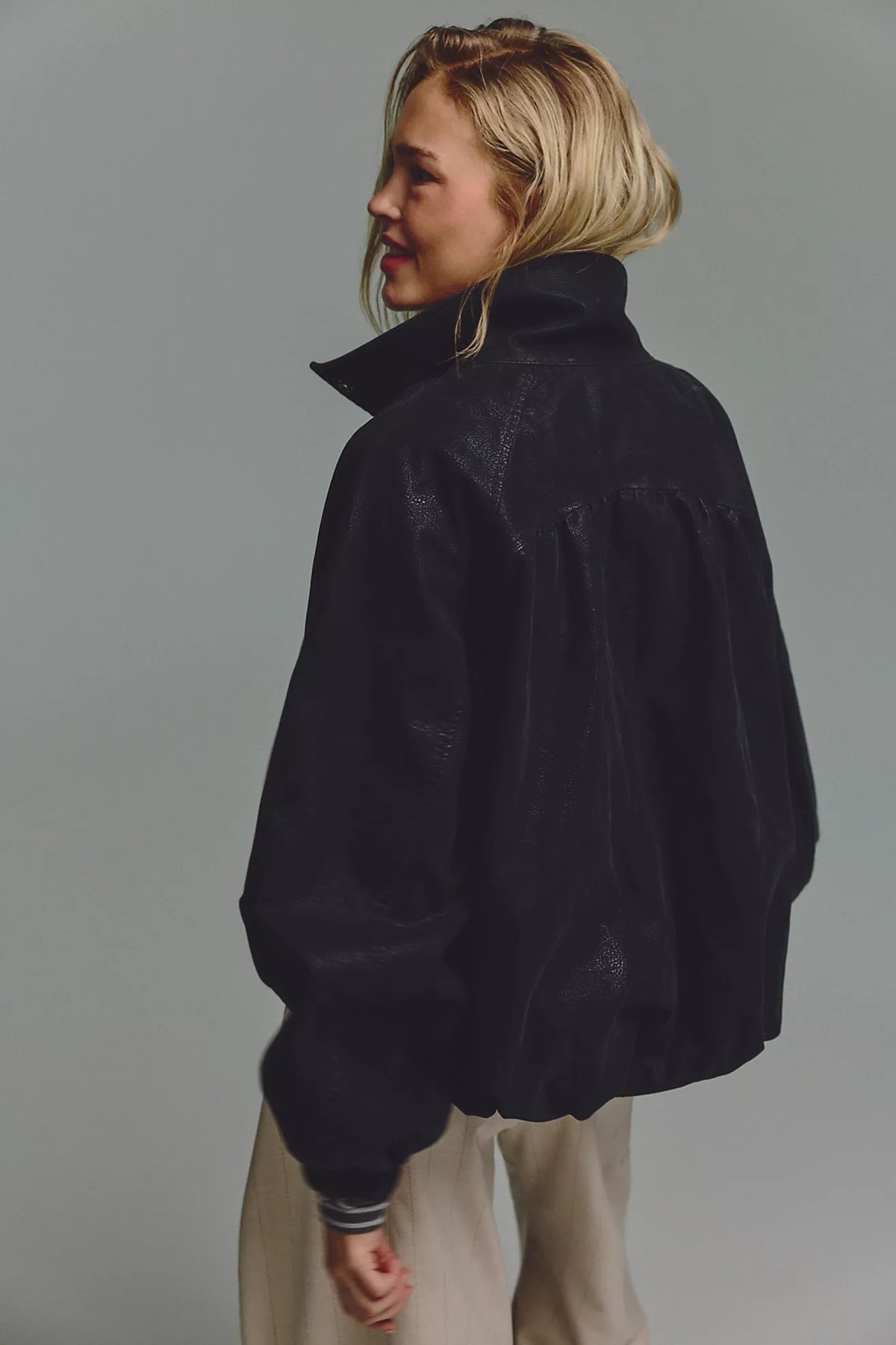 Chelsea Vegan Suede Funnel-Neck Jacket