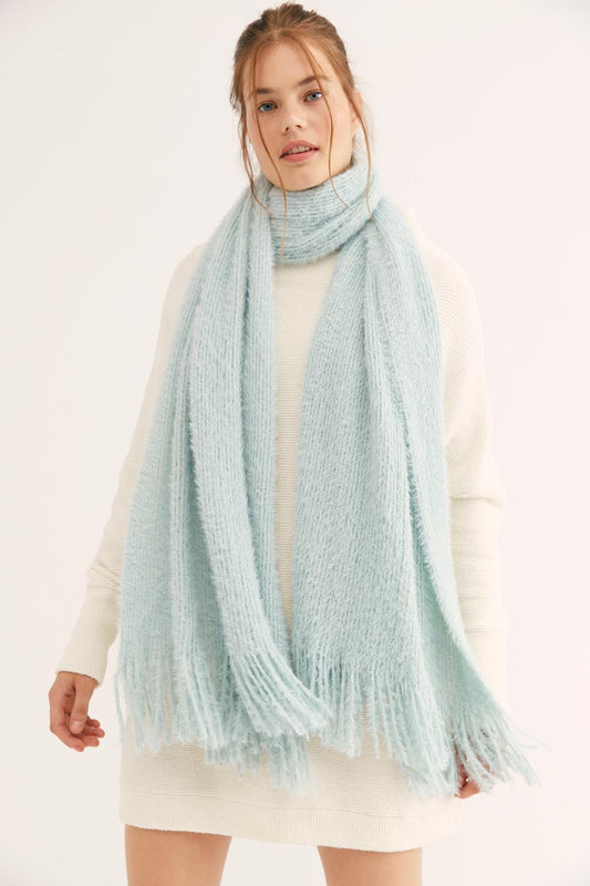 Whisper Fringe Blanket Scarf (Opal Blue)