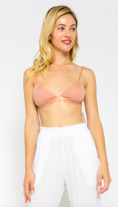 Ribbed Sweetheart Bralette (Dusty Coral)